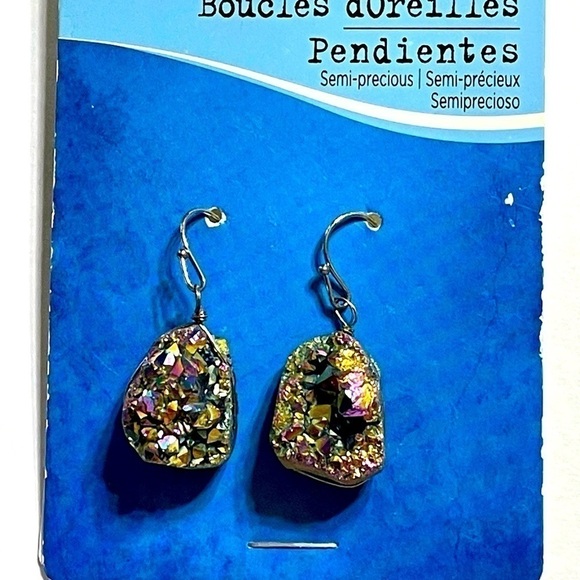 𝅺Earrings Semi-Precious Natural Stones Dangle Statement - Picture 4 of 8